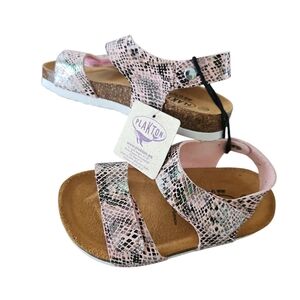 Plakton Size US 10.5 EU27 Girl's Leather Pink‎ Snake Print Sandals